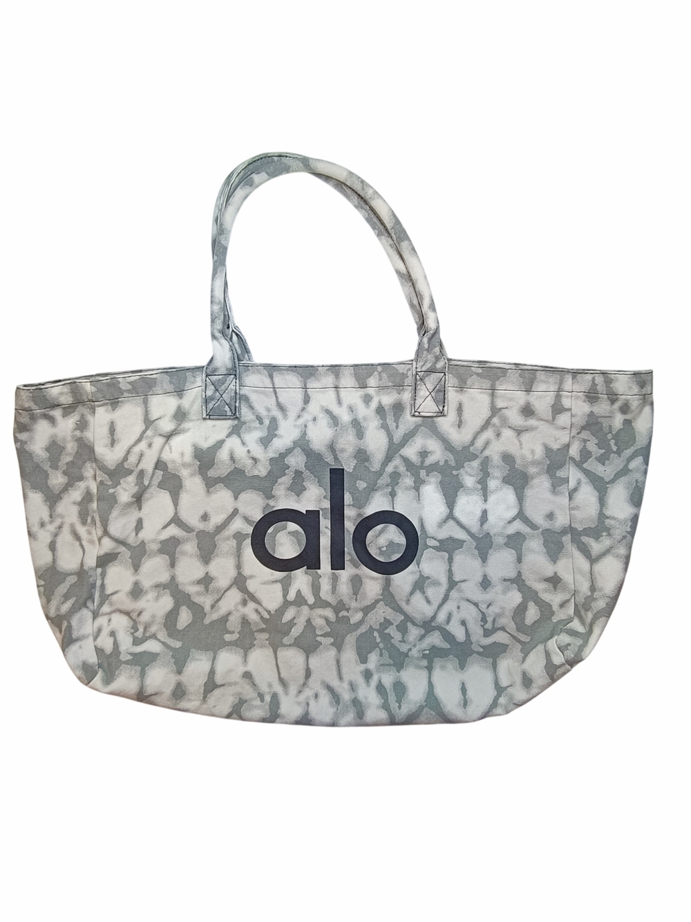 ALO Yoga Iconic Shopper Tote Bag Grey Tie Dye Canvas Large